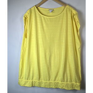Chico's size 3 xl Knit Cotton Rayon Sleeveless Top Ruched Shoulders Yellow